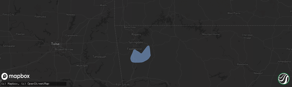 Hail map in Hindsville, AR on November 3, 2024