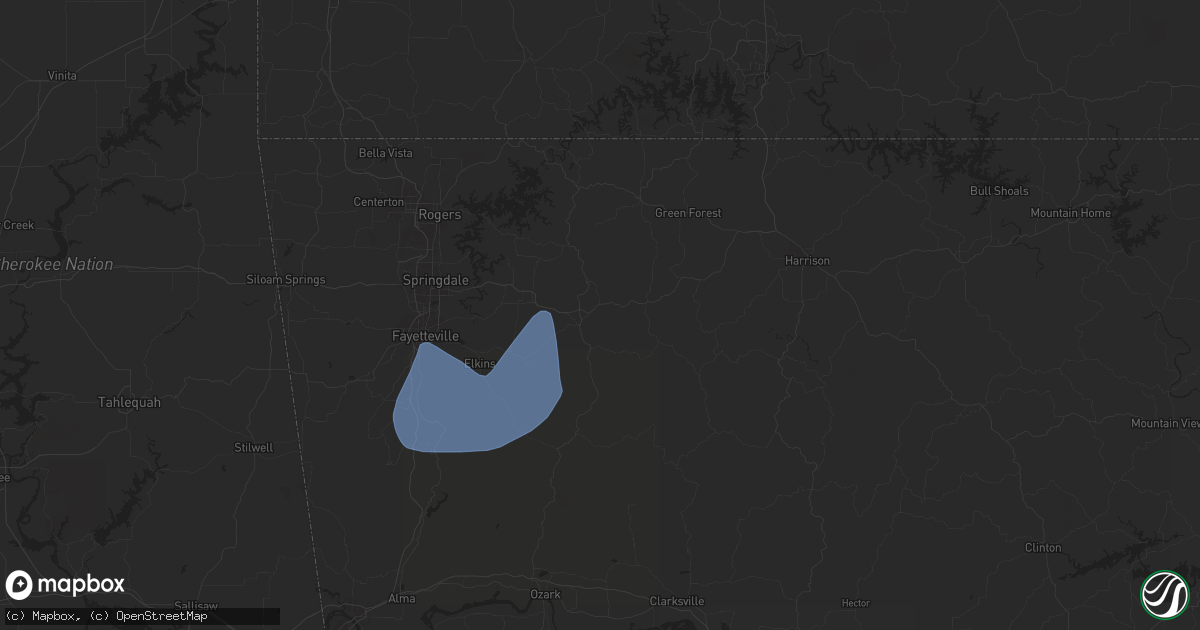 Hail map in Huntsville, AR on November 3, 2024