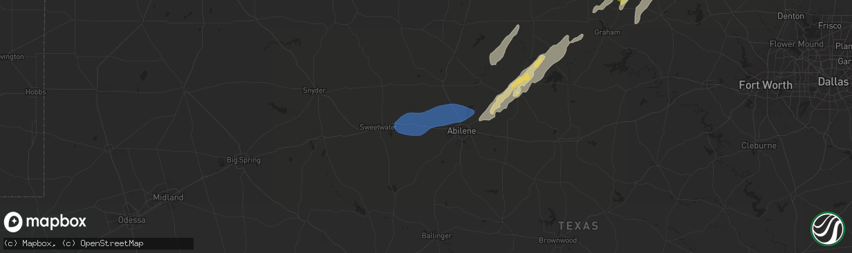 Hail map in Merkel, TX on November 3, 2024