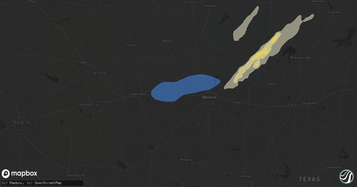 Hail map in Merkel, TX on November 3, 2024