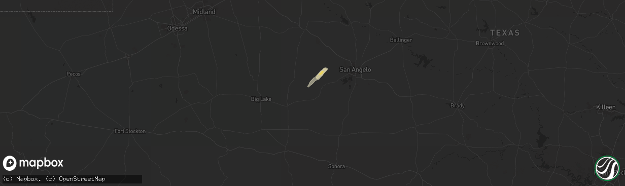 Hail map in Mertzon, TX on November 3, 2024