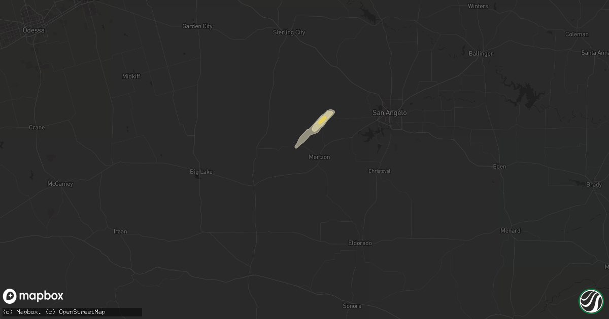Hail map in Mertzon, TX on November 3, 2024