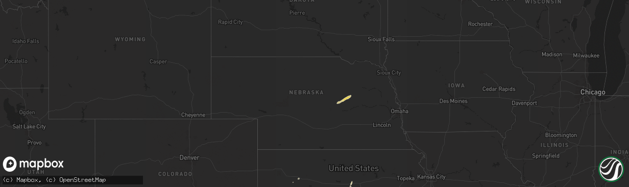 Hail map in Nebraska on November 3, 2024