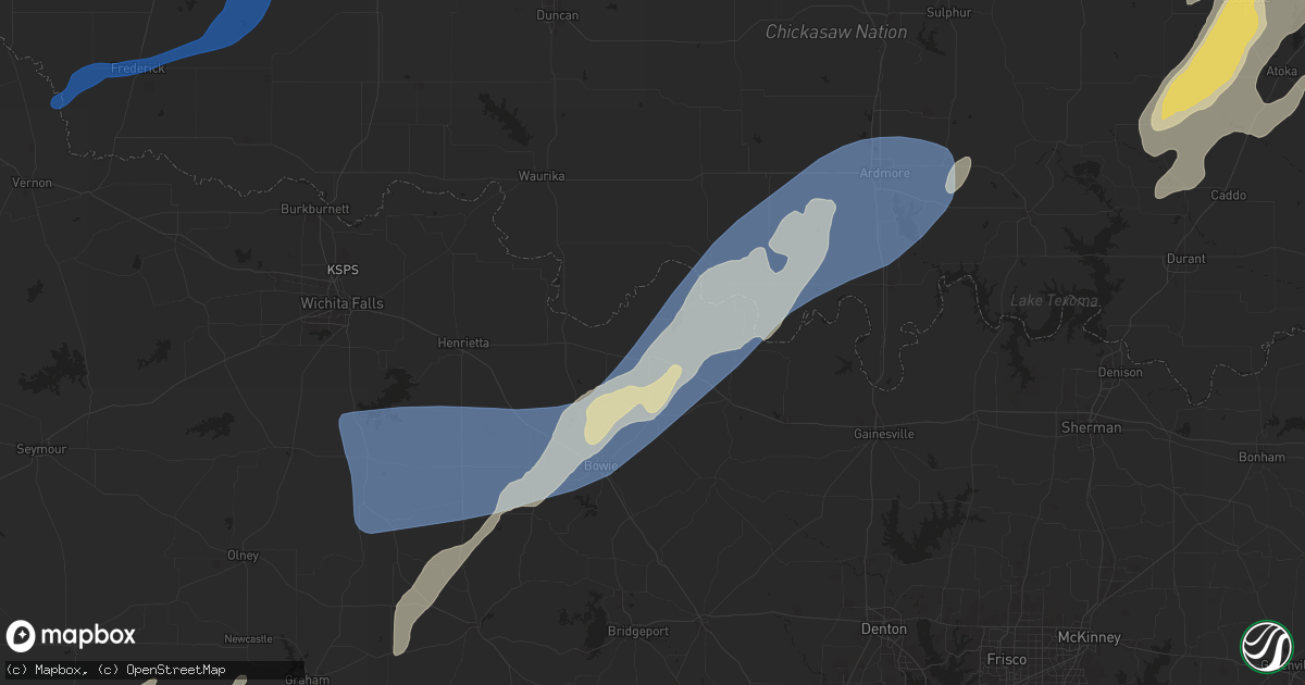 Hail map in Nocona, TX on November 3, 2024
