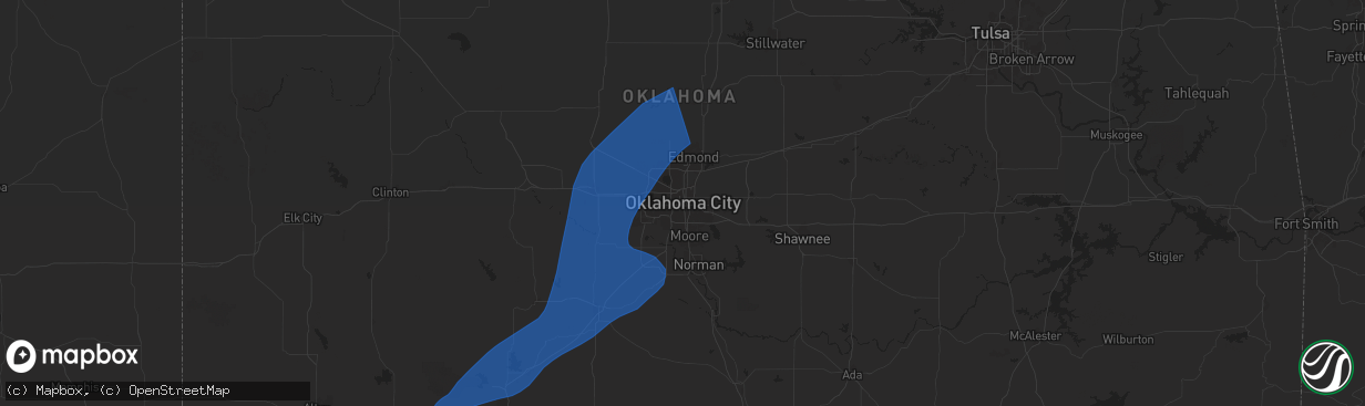 Hail map in Oklahoma City, OK on November 3, 2024