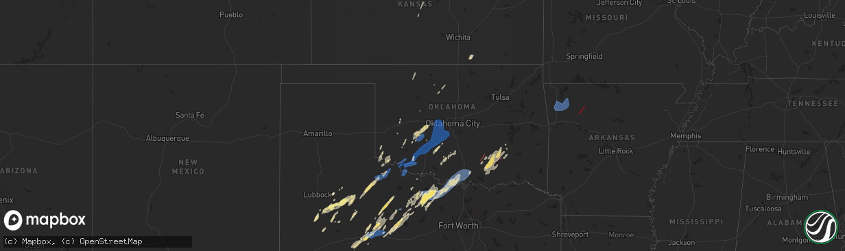 Hail map in Oklahoma on November 3, 2024