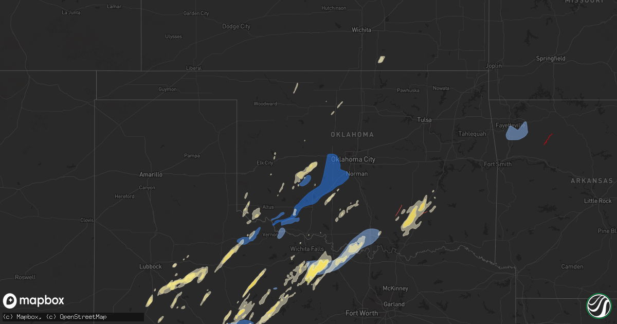 Hail map in Oklahoma on November 3, 2024