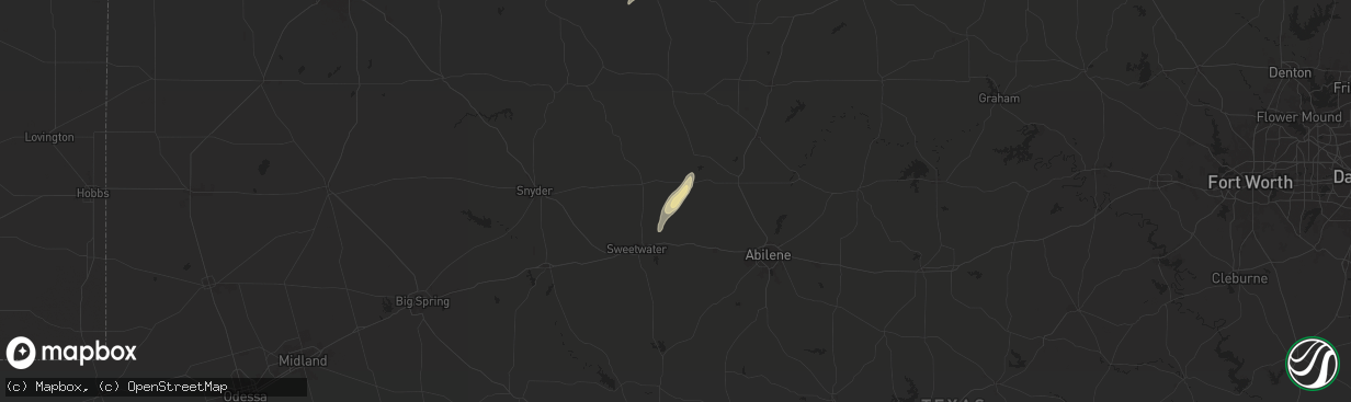 Hail map in Sylvester, TX on November 3, 2024