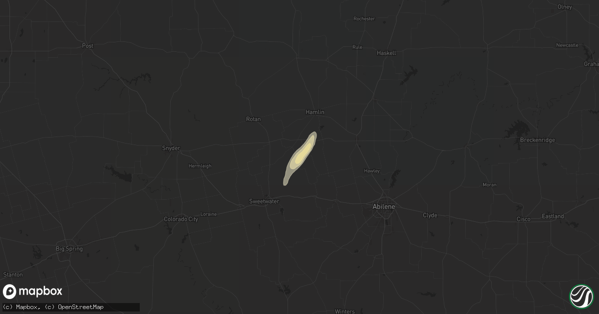 Hail map in Sylvester, TX on November 3, 2024