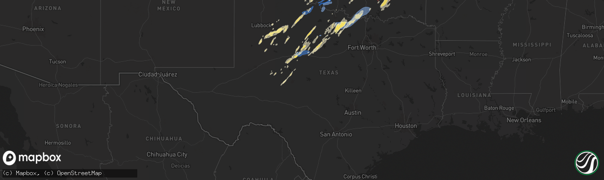 Hail map in Texas on November 3, 2024