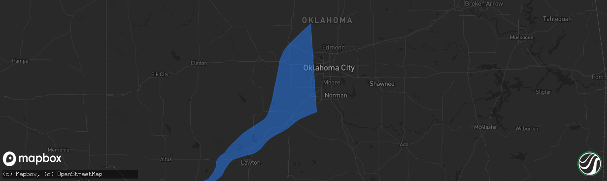 Hail map in Tuttle, OK on November 3, 2024