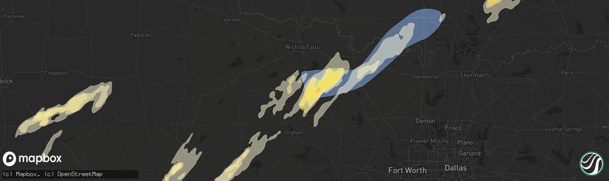 Hail map in Windthorst, TX on November 3, 2024