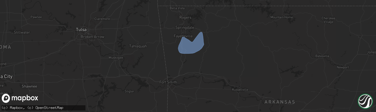 Hail map in Winslow, AR on November 3, 2024