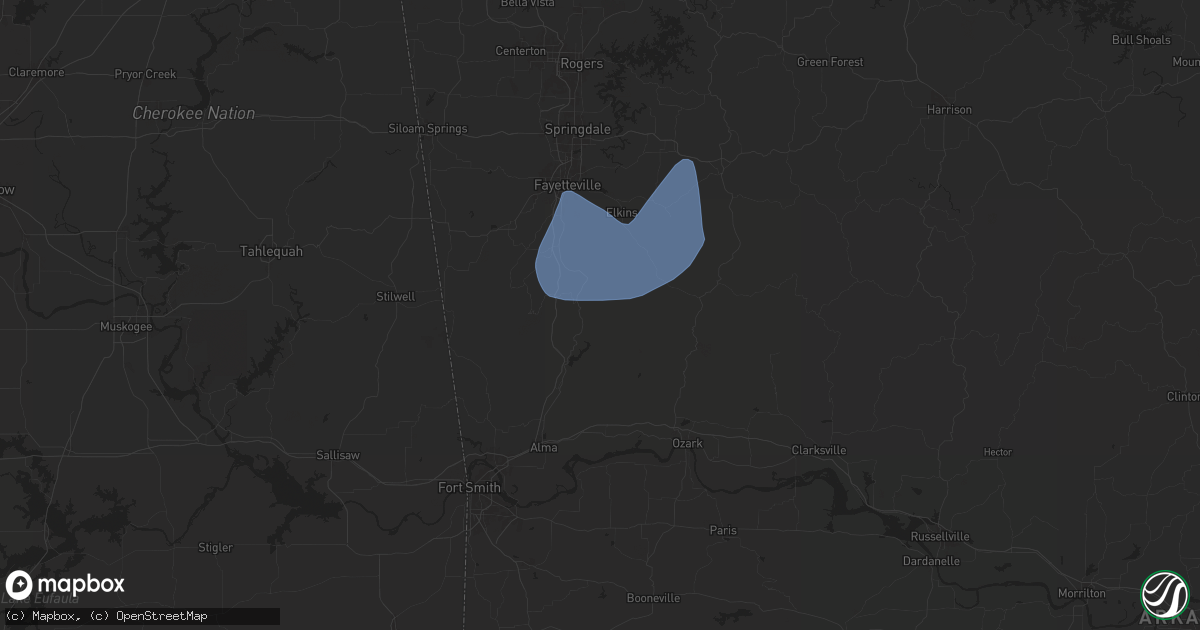 Hail map in Winslow, AR on November 3, 2024