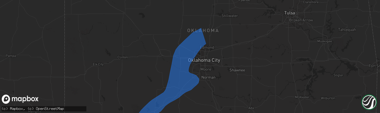 Hail map in Yukon, OK on November 3, 2024