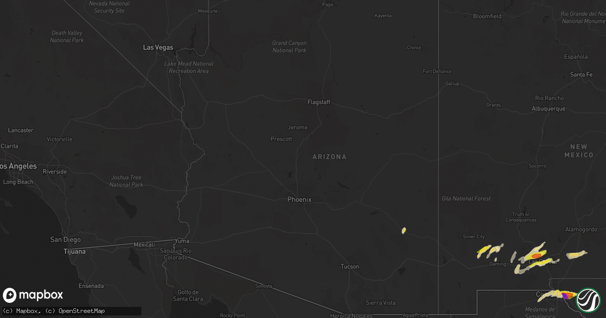 Hail map in Arizona on November 4, 2016