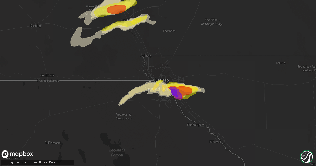 Hail map in El Paso, TX on November 4, 2016