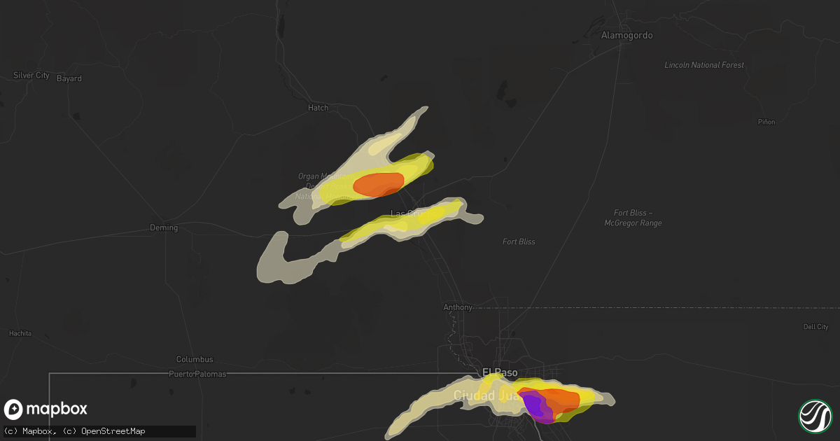 Hail map in Las Cruces, NM on November 4, 2016