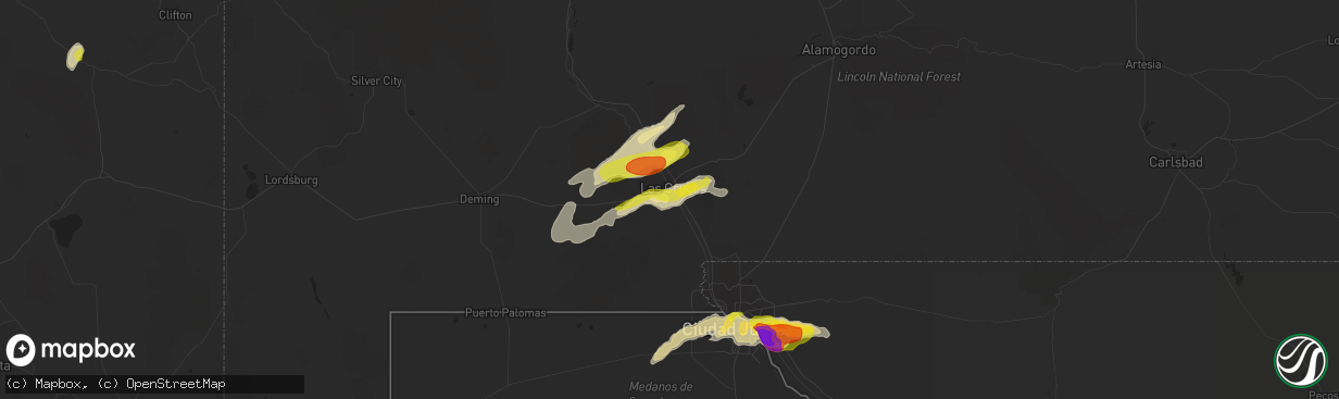 Hail map in Mesilla, NM on November 4, 2016