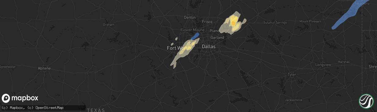 Hail map in Arlington, TX on November 4, 2022