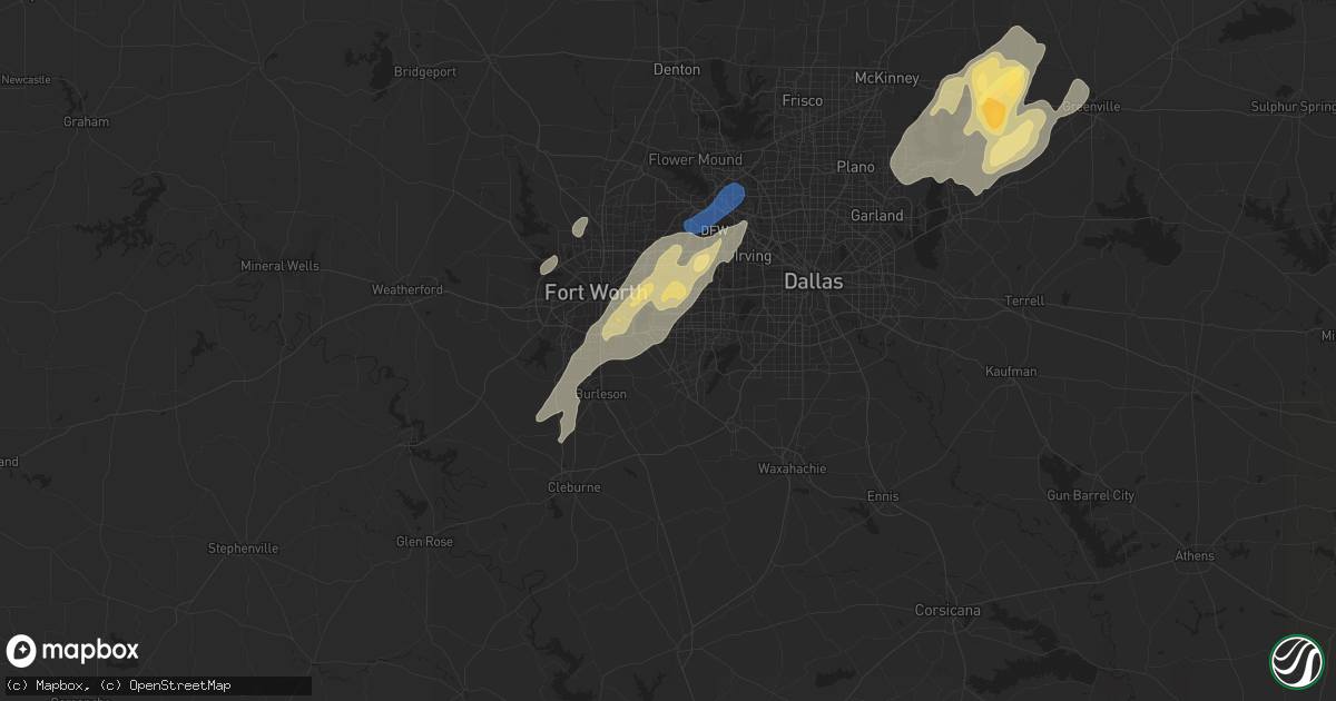 Hail map in Arlington, TX on November 4, 2022