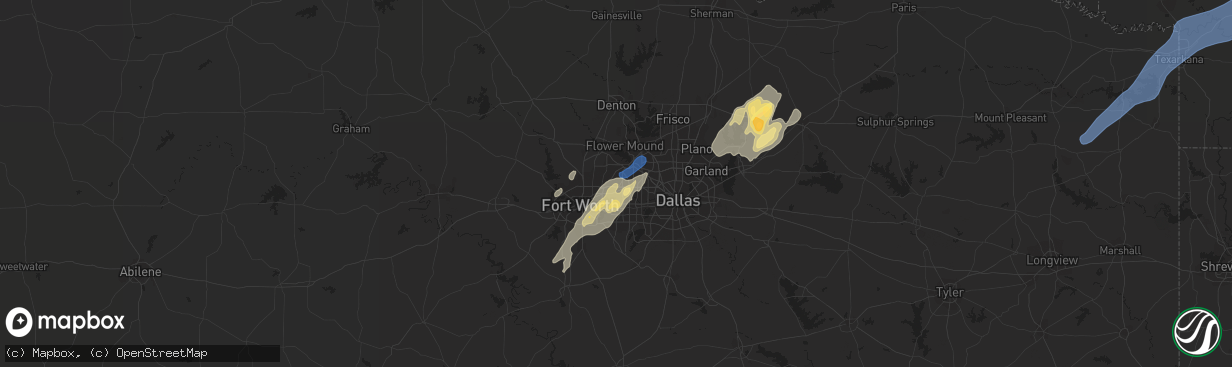 Hail map in Bedford, TX on November 4, 2022