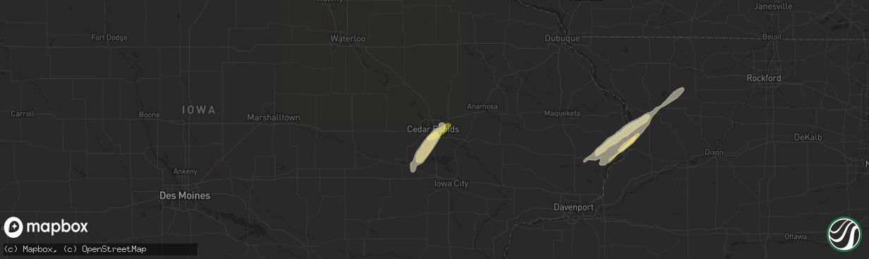 Hail map in Cedar Rapids, IA on November 4, 2022