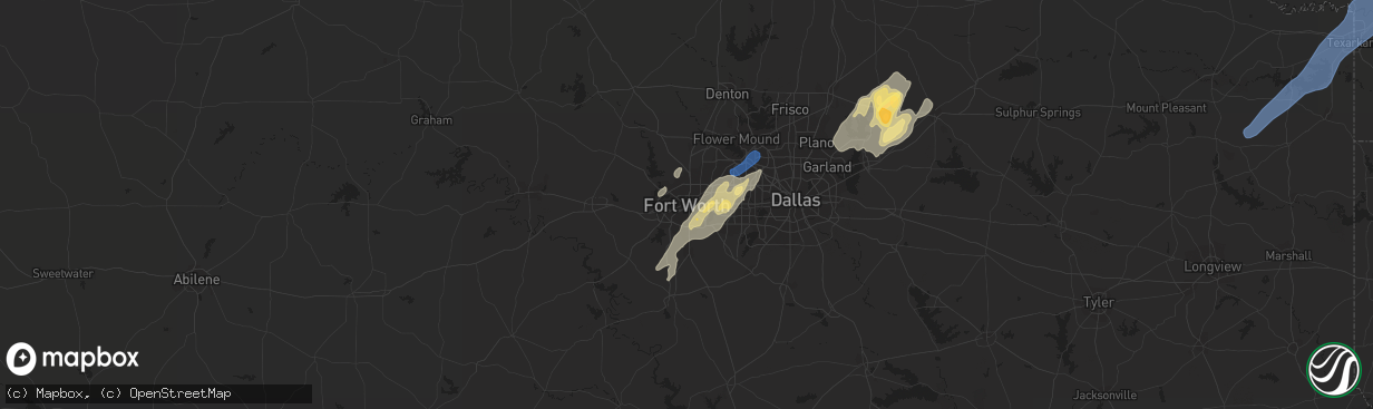 Hail map in Fort Worth, TX on November 4, 2022