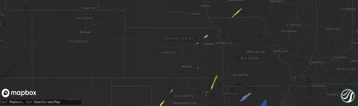 Hail map in Kansas on November 4, 2022