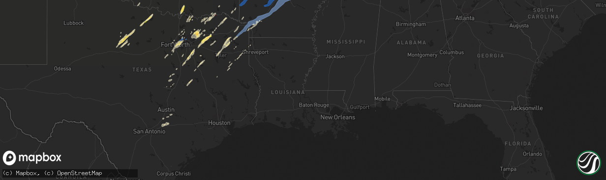 Hail map in Louisiana on November 4, 2022