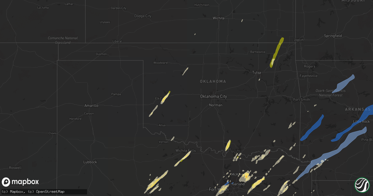 Hail map in Oklahoma on November 4, 2022