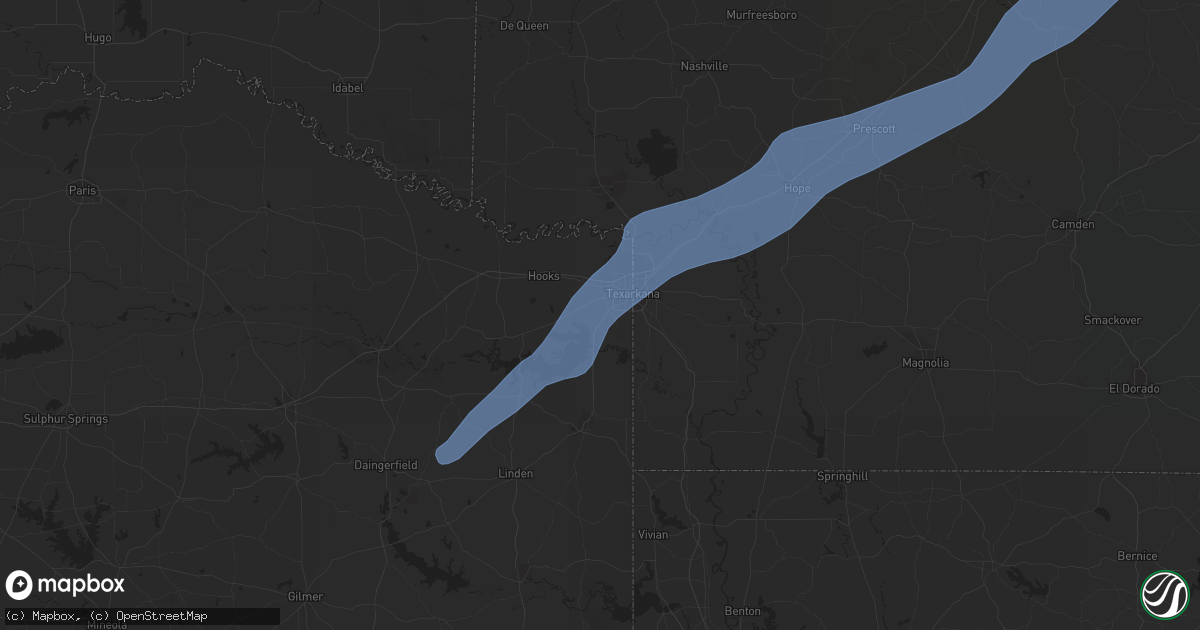 Hail map in Texarkana, TX on November 4, 2022