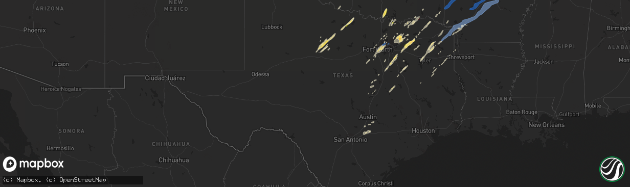 Hail map in Texas on November 4, 2022