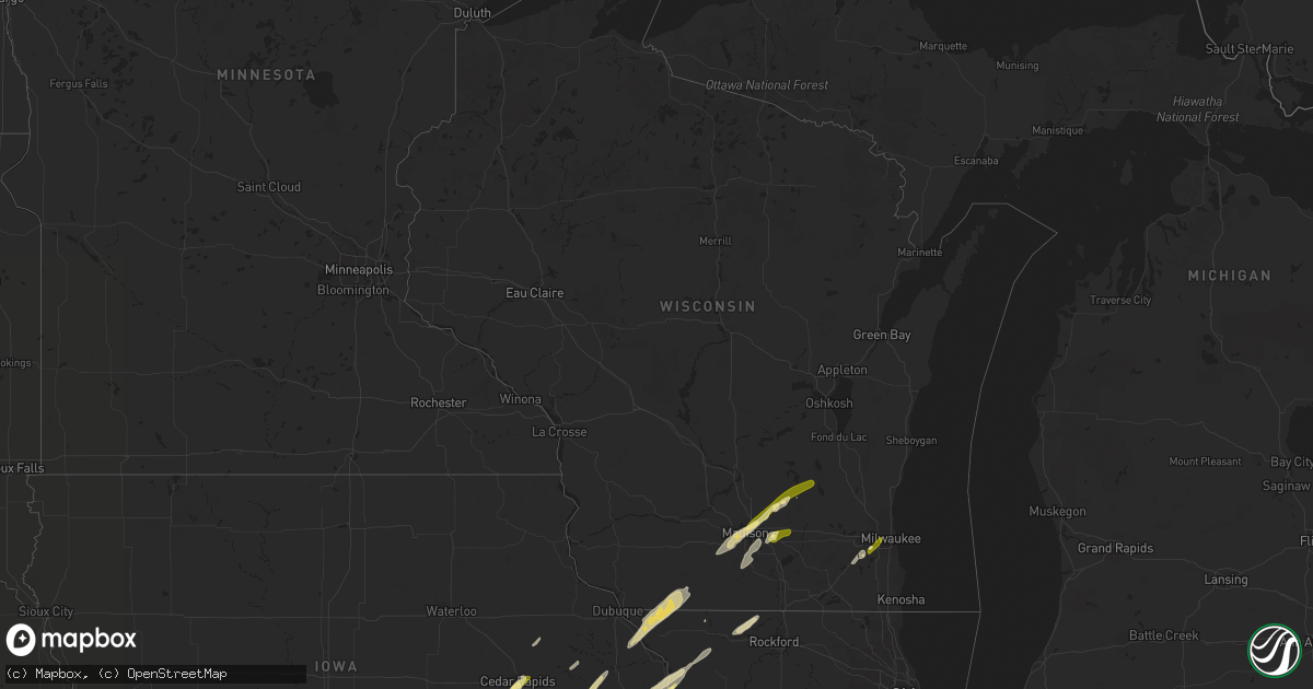 Hail map in Wisconsin on November 4, 2022