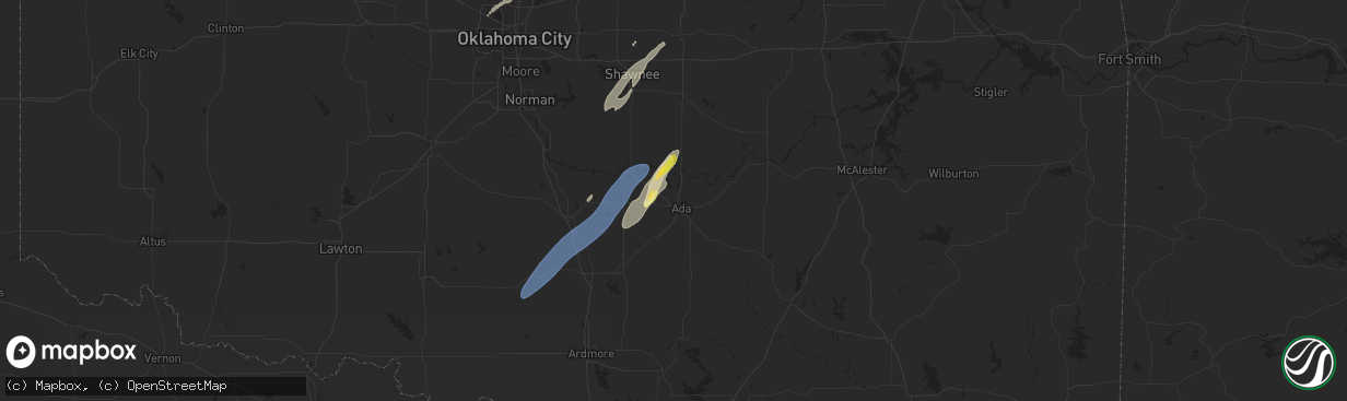 Hail map in Ada, OK on November 4, 2024