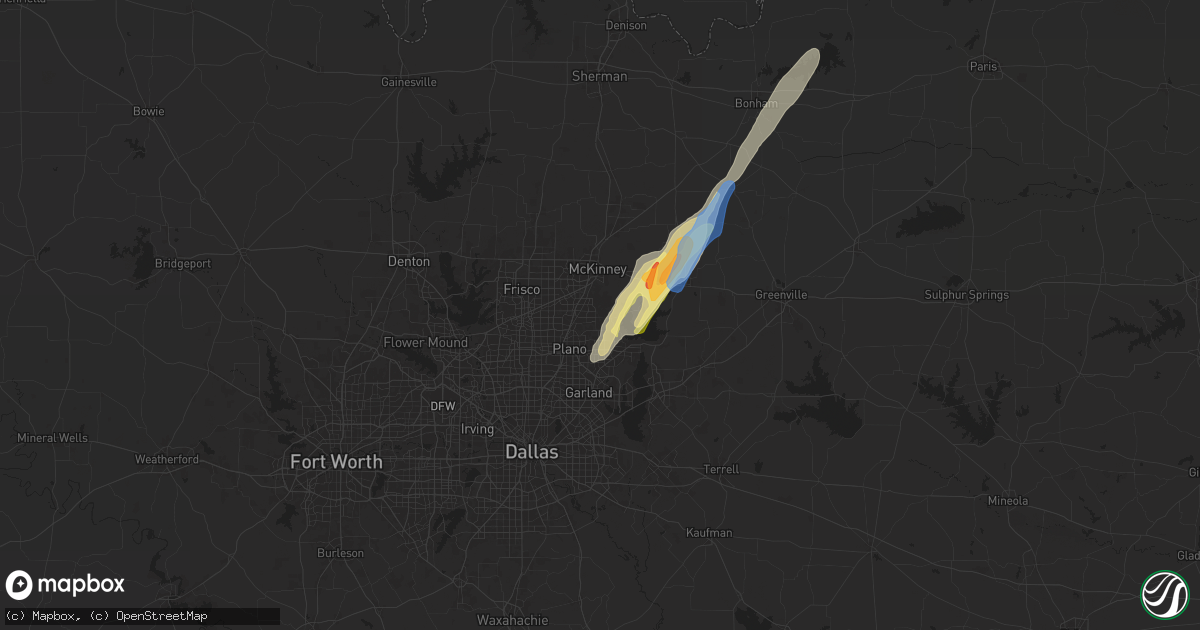 Hail map in Allen, TX on November 4, 2024