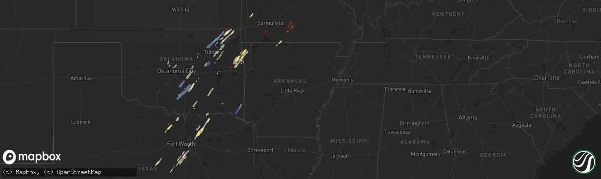 Hail map in Arkansas on November 4, 2024