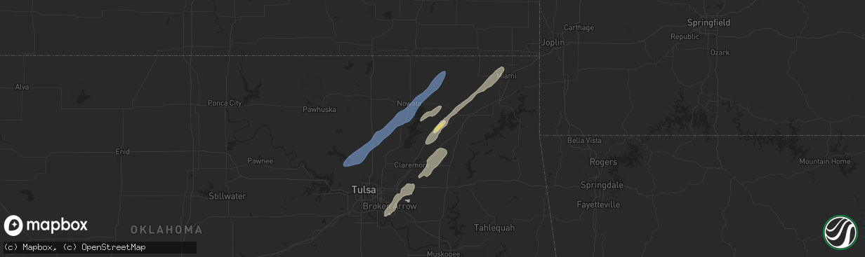 Hail map in Chelsea, OK on November 4, 2024