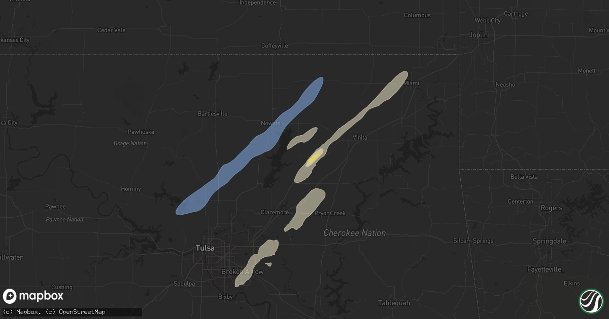 Hail map in Chelsea, OK on November 4, 2024