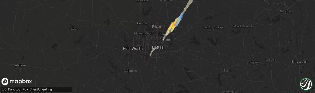 Hail map in Dallas, TX on November 4, 2024