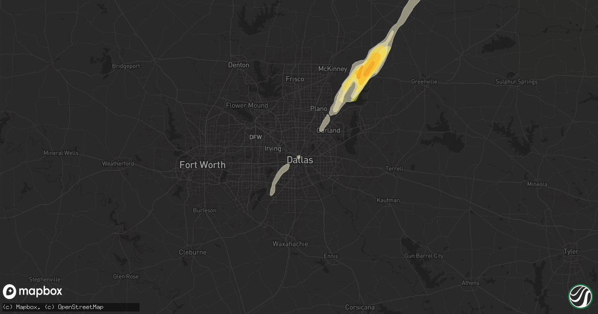 Hail map in Dallas, TX on November 4, 2024