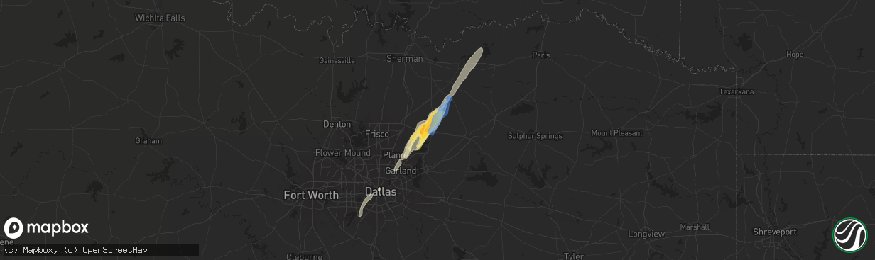 Hail map in Farmersville, TX on November 4, 2024