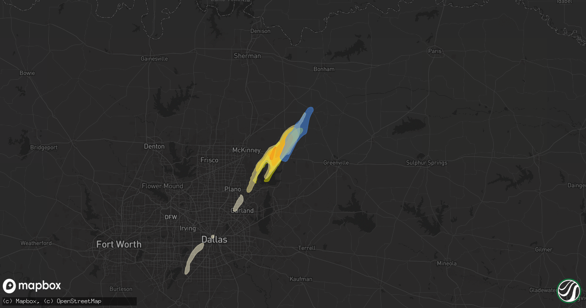 Hail map in Farmersville, TX on November 4, 2024