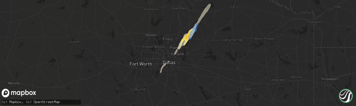 Hail map in Garland, TX on November 4, 2024