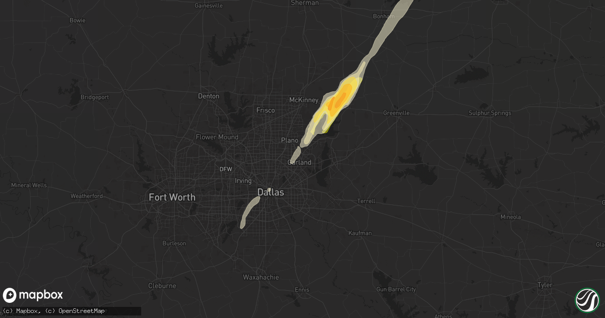 Hail map in Garland, TX on November 4, 2024