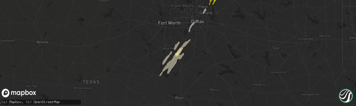 Hail map in Grandview, TX on November 4, 2024