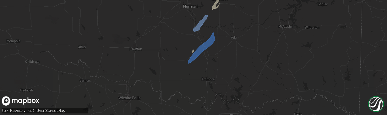 Hail map in Hennepin, OK on November 4, 2024