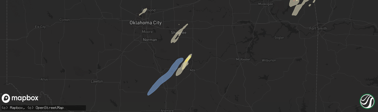 Hail map in Konawa, OK on November 4, 2024