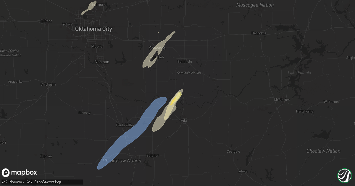 Hail map in Konawa, OK on November 4, 2024