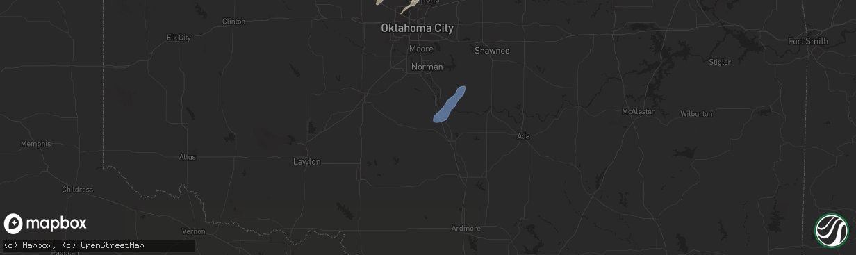 Hail map in Maysville, OK on November 4, 2024